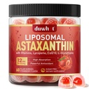 Liposomal Astaxanthin Gummies, Organik Astaxanthin 12mg Supplements with Lycopene, Glutathione for Powerful Antioxy, Plus Vitamins & CoQ10 for Eye, Skin & Immune Health, Sugar Free, Vegan, 60