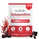 Astaxanthin 12 mg 120 Softgels, Premium Astaxanthin Antioksitler Antioksit Aktivite, Destekler Göz, Skin, Immune, Internal Circulation