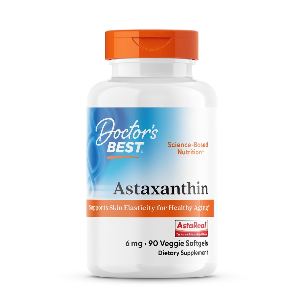 Doktor'un En İyi Astaxanthin Vegan Supplement 6 mg - Erkekler ve Kadınlar için Skin Elasticity & Antioksi Support, Haematococcus Pluvialis Microalgae, Non GMO, Gluten Free - 90 Veggie Softgels