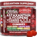 Temiz Nutraceuticals AstaZen Astaxanthin Gummies 12mg - Lycopene, Vitamins A C D E, L-Tyrosine & Selenium - Antioksi Support Gummies - 60 Count