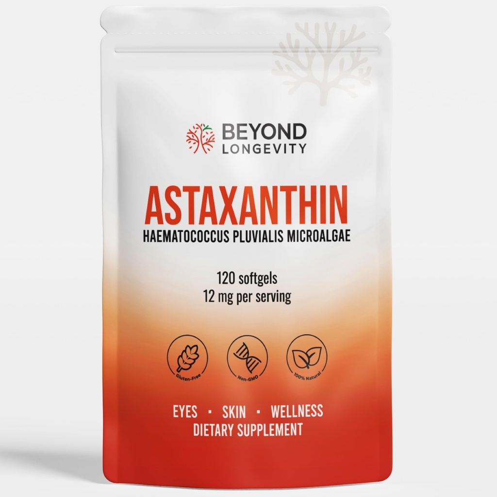 Astaxanthin 12 mg - Mikroalgae'den Antioksi Supplement, Eye, Skin ve Wellness Desteği