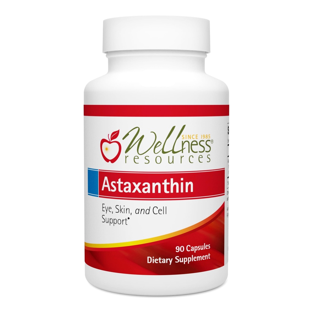 Wellness Kaynakları Astaxanthin 6 mg | Wholefood Microalgae Haematococcus Pluvialis | Yüksek Potency Whole Algae Astapure | Astaxanthin Beslenme Supplement | 90 Capsules