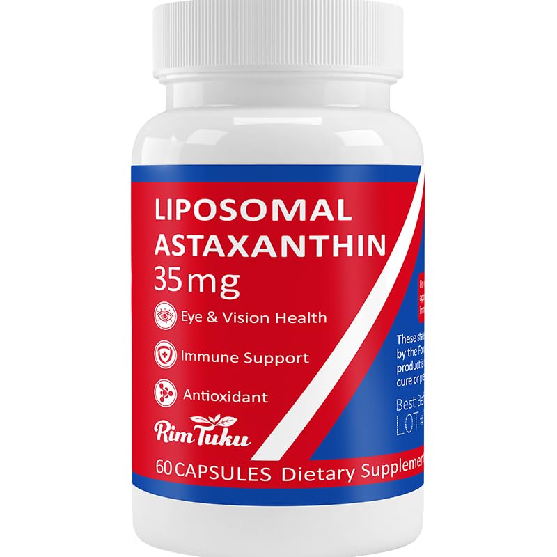 35mg Liposomal Astaxanthin Supplement - Skin, Joint & Eye Health için Güçlü Anti-Aging Formula - Pure Astaxanthin - Vegan, Non-GMO, 60 Capsules