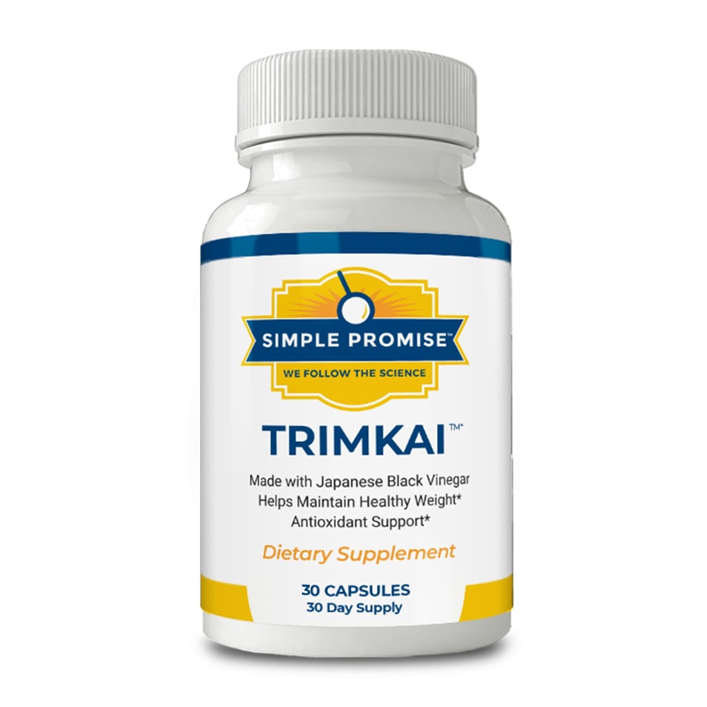 Basit Promise TrimKai - Metabolism Desteği için Japon Siyah Vinegar Capsules - Astaxanthin 12 mg, Seaweed & Black Pepper Extract - Plant-Based Formula - 30 Capsules