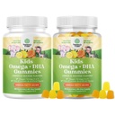 Çocuklar için Omega DHA Gummies - Fatty Asits Omega 3 6 9, Beyin Için C vitamini ile Immunity & Vizyon - Sağlıklı Sinirli Sistem ve Odak Desteği için Beslenme DHA - Vejetaryen & Gluten Ücretsiz