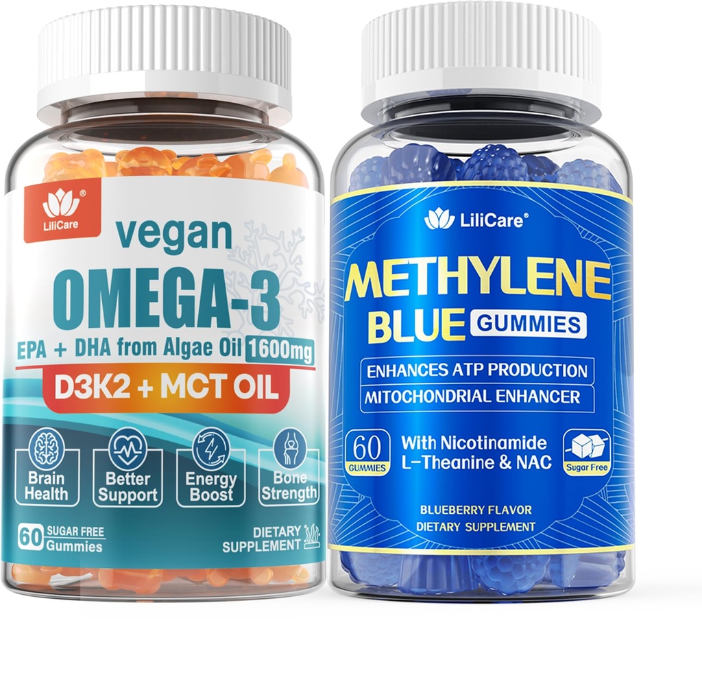 Vegan Omega 3 Gummies 1280mg + İnsan için Yumurtalı Blue Gummies