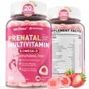 Prenatal Vitamins for Women Gummies, Methylfolate 1mg, Vegan Omega 3 DHA 800mg, Iron, Choline, Iodine, Vitamin D3 B6 B12 - Multivitamin for Women Before, During & After Pregnancy, Sugar Free, 60 Count