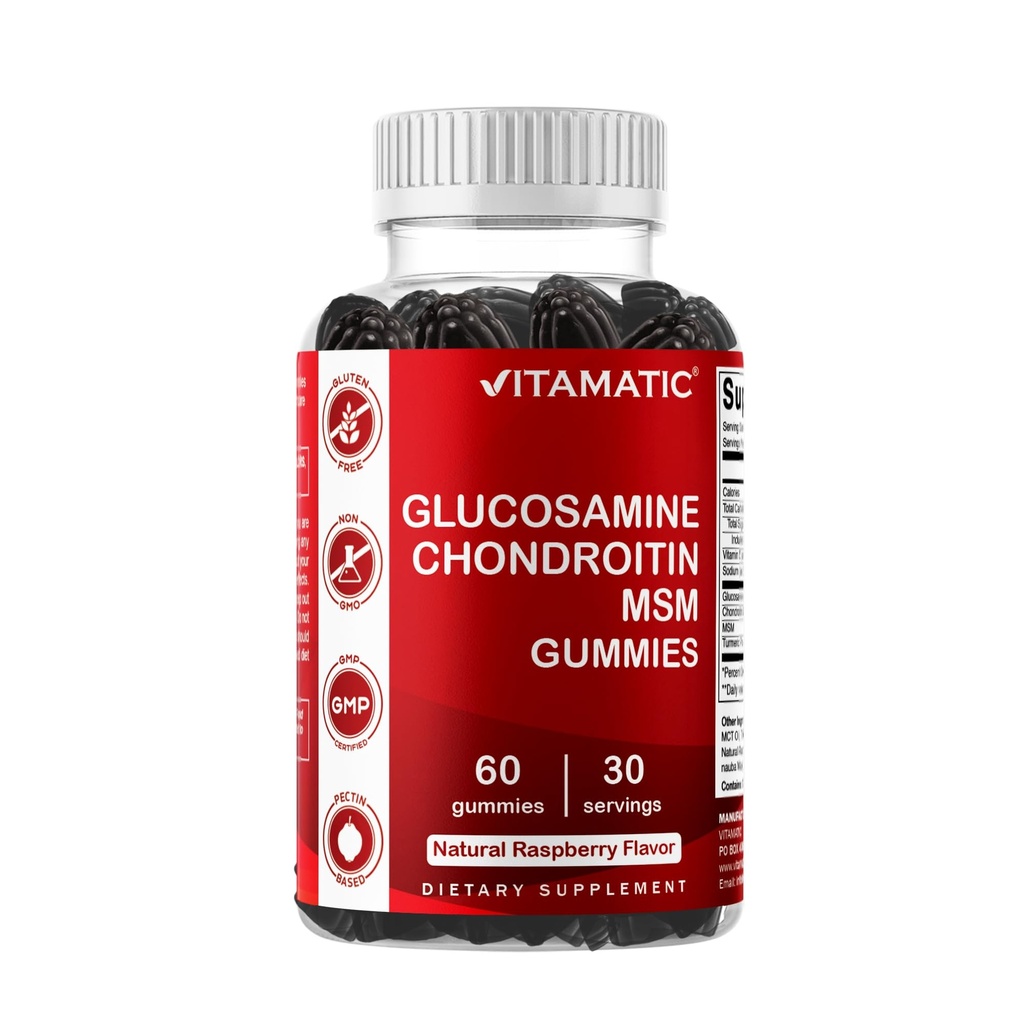 Vitamatic Glucosamine Chondroitin Gummies with MSM & Vitamin E - Ortak Destek Formula – 60 Pectin-Based Vegan Gummies