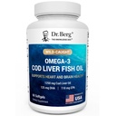 Dr. Berg Omega-3 Cod Liver Fish Oil 60 Softgels – Wild-Caught İzlandalı Cod – Omega 3 EPA & DHA – Kalp, Beyin, Immune & Eye Support* – Lemon Flavor – 4X Lab-Tested – Non-GMO, No Fillers – Non-GMO, No Fillers