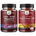 Uric Acid Cleanse için Green Coffee Bean Taklit - Turmeric Tart Cherry & Celery Tohum ve İzlandaca Wild Caught Cod Liver Oil Softgels - Omega 3 EPA DHA Vitamin D & A 1000mg Per