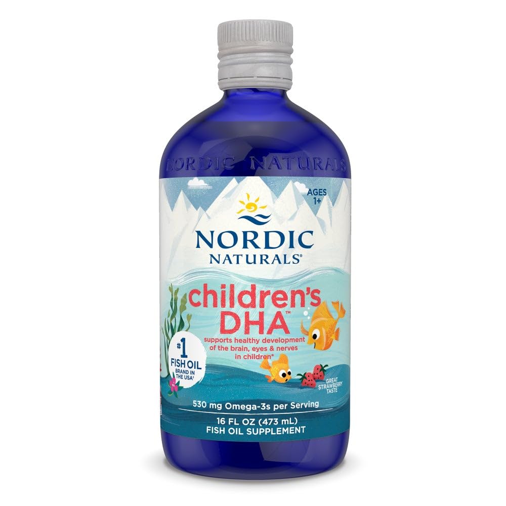 Nordic Naturals Children's DHA, Strawberry - 16 oz for Kids - 530 mg Omega-3 with EPA & DHA - Brain Development & Function - Non-GMO - 192 Hizmetler (Brook of 2)