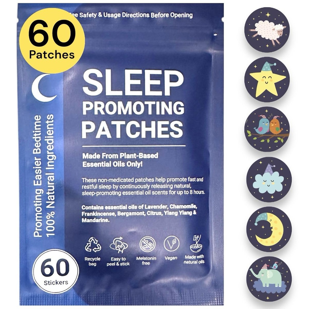 Yetişkinler ve Çocuklar için Uyku Patchleri - 60% Plant-Based Natural Essential Oils Sleep Aid Patches, Sleep Styles With No Melatonin, For Zen and Easy Bedtime