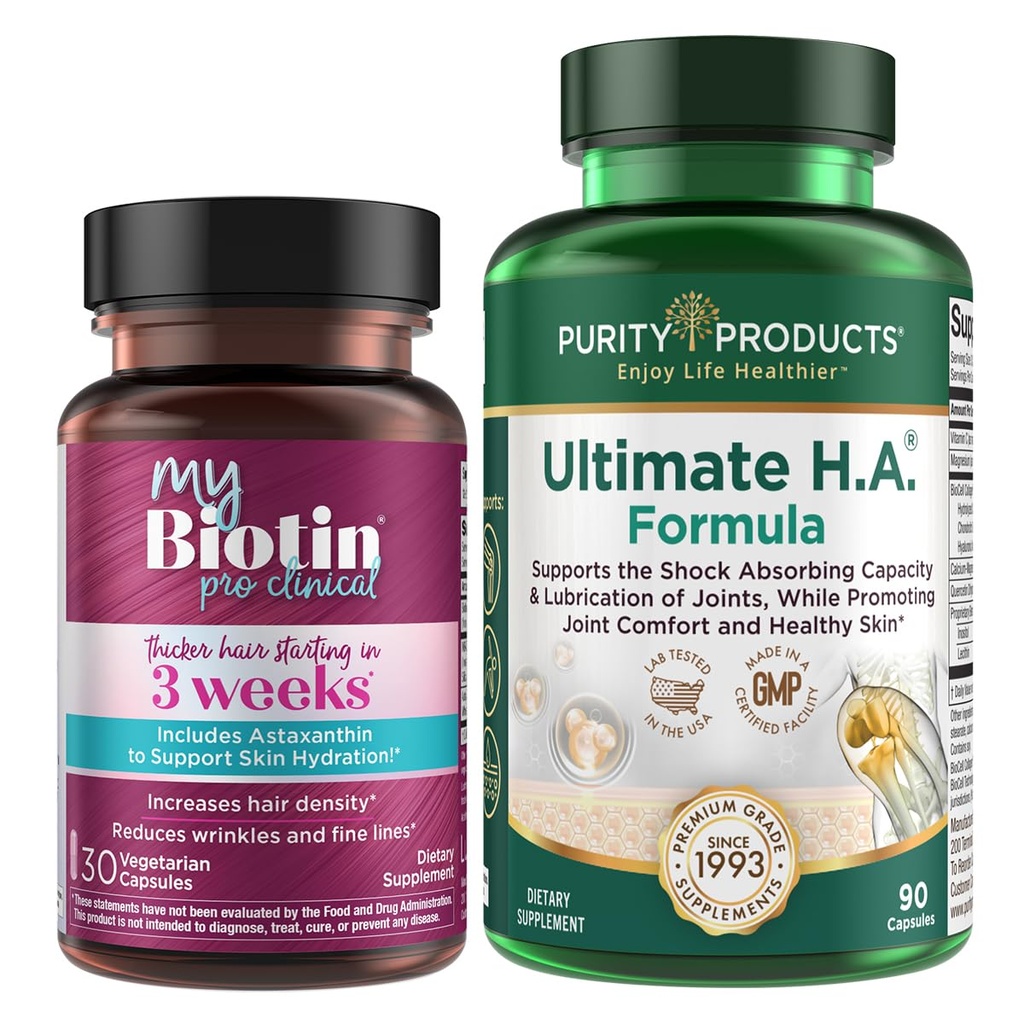 Saf Ürünler GÖR - MyBiotin ProClinical + Ultimate H.A MyBiotin ProClinical (Biotin, MB40X Matrix, Astaxanthin) - Ultimate H.A. (BioCell Collagen, Quercetin, Hyaluronic Acid +More)