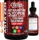 Temiz Nutra Astaxanthin Lycopene Sıvı Durağı A C D E 4 fl oz - Potent Natural D3 C E A & Selenium L-Tyrosine Formula Saf Antioksit