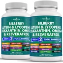 NEW AGE Eye Health Vitamins with Bilberry 300mg Lutein & Zeaxanthin 40mg Lycopene 40mg Resveratrol 100mg Grape Seed Extract 200mg Astaxanthin - Eye Vitamin -120 Count