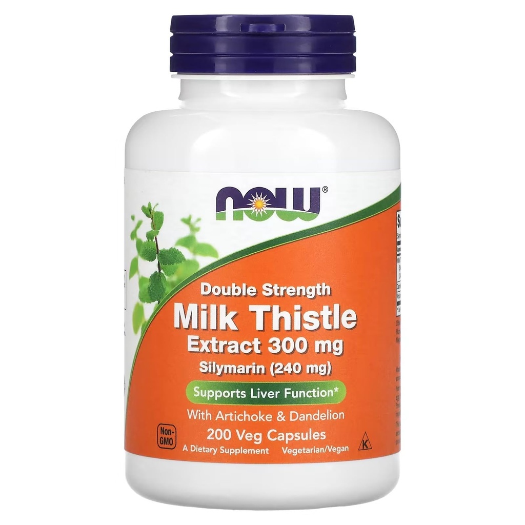 Now Food Milk Thistle Extract 300 mg Silymarin 240mg 200 capsules