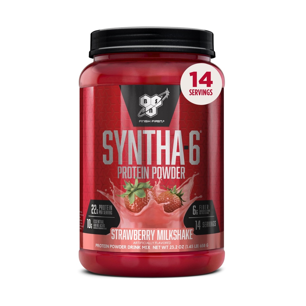 BSN SYNTHA-6 Premium Protein Tozu 6g of Fiber, Whey Isolate, Micellar Casein, Milk Protein Isolate, 6g of Fat, Strawberry Milkshake, 14 Hizmet, 1.45 Pound (Pazar May Vary)