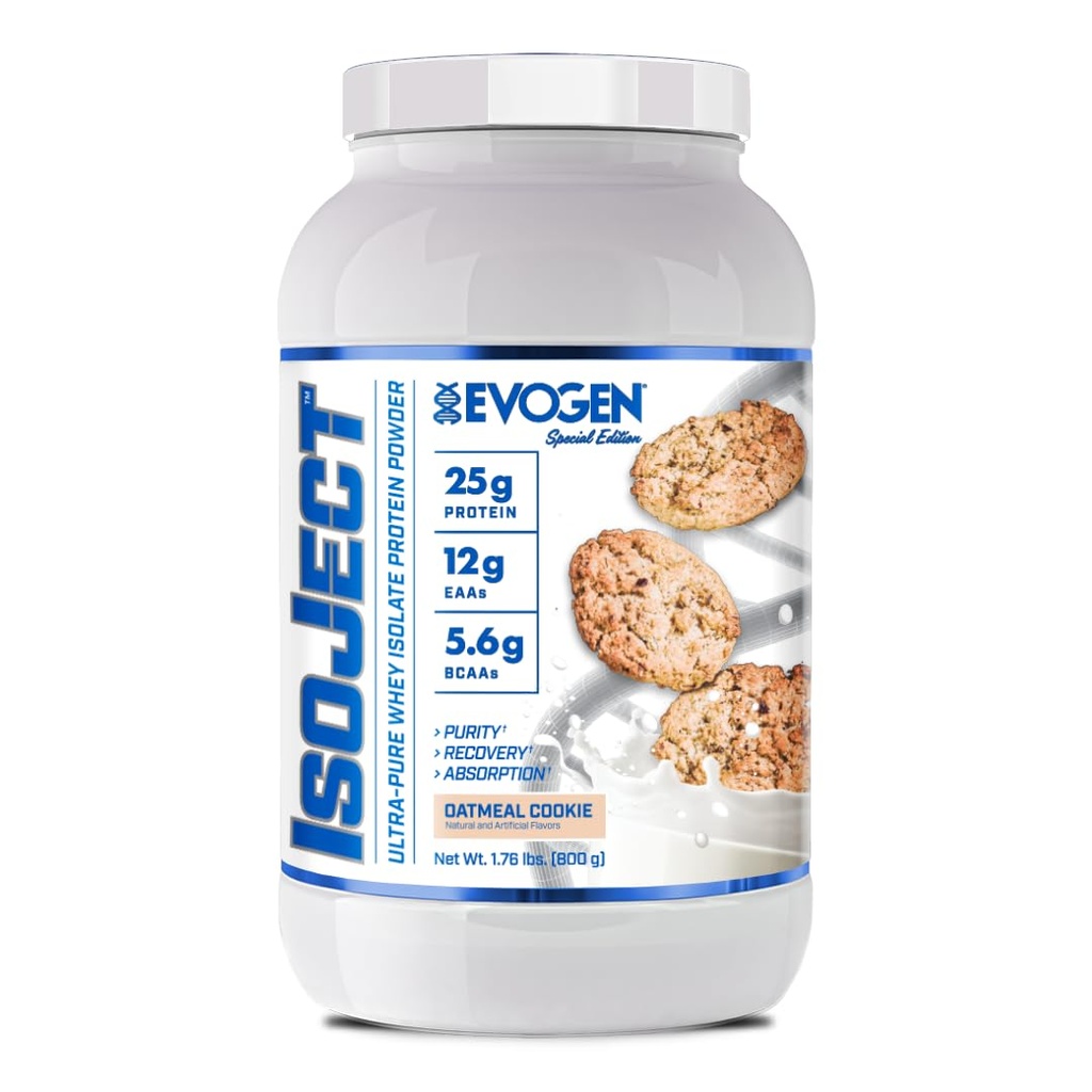 Evogen Isoject - Whey proteini | Ultra-Pure Whey Protein Toz Ignitor Enzymes, BCAAs ve EAAs | Gelişmiş Abhidrasyon & Recovery | Oatmeal Cookie | 25 Servisler