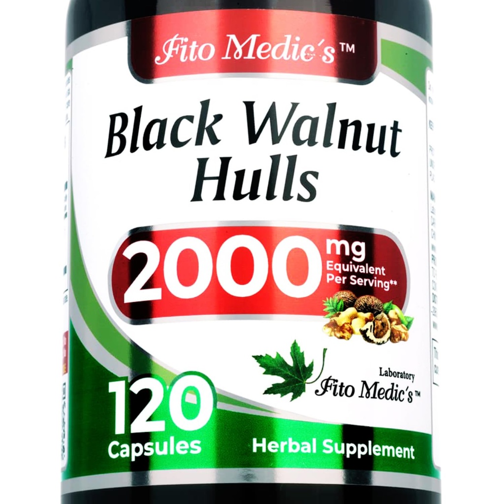 FITO MEDIC'S Lab - Black Walnut Hull, Pure - Black Walnut- 2000 mg per Service, for Cleansing and Detoxing, Ultra yüksek Abhidrorpsiyon.