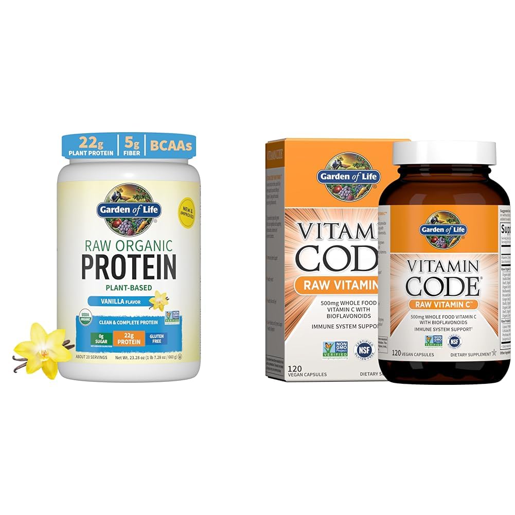Life Organic Vegan Vanilla proteini Toz 22g - Vitamin Kodu C 120 Capsules