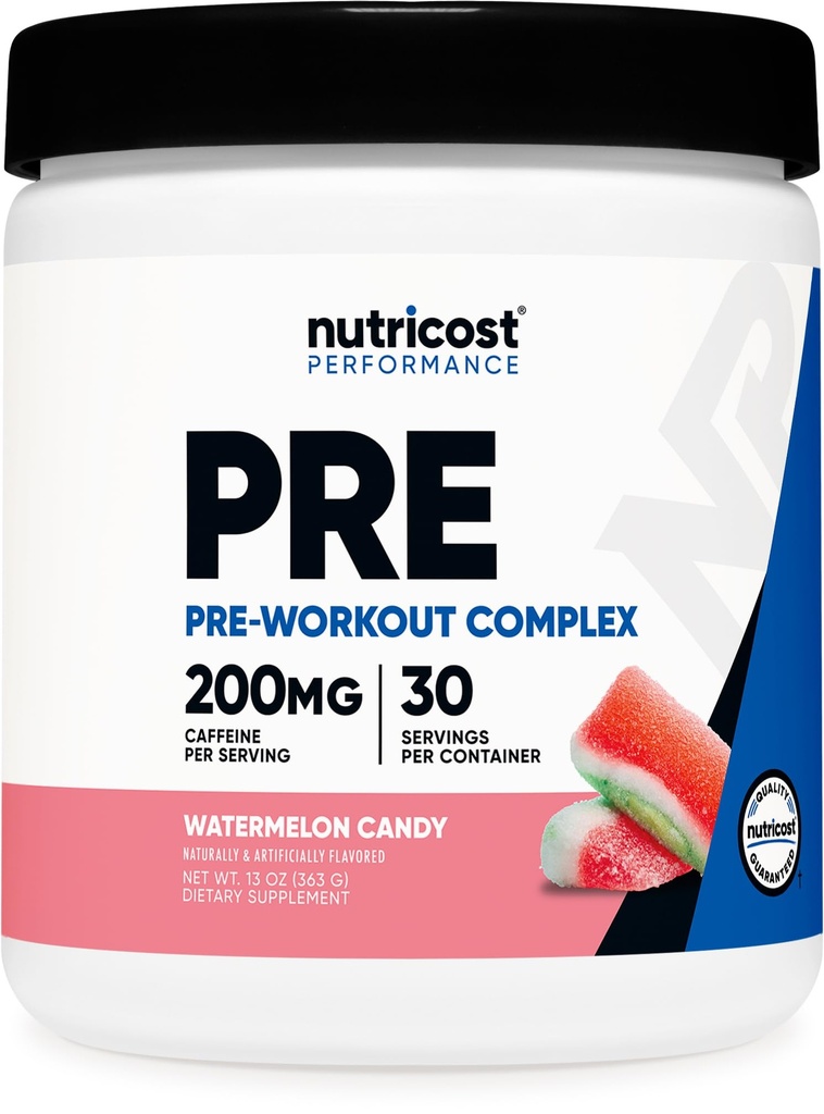 Nutricost Pre-Workout Toz (Watermelon Candy) 30 Hizmet - GMO-Free, Gluten-Free, Vegetarian