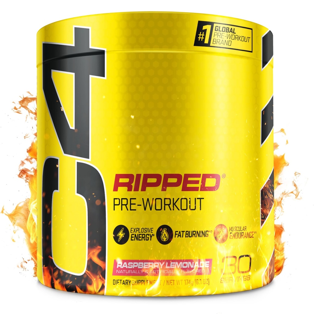 C4 Ripped Pre Workout Toz for Energy, Beta Alanine, Zero Sugar Energy Supplement Preworkout for Men & Women - 150mg Caffeine + Kretine-Free - Raspberry Lemonade - 30 Hizmet