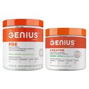Genius Pre Workout Toz, Sour Apple + Genius Micronized Tinatine Post Workout Toz