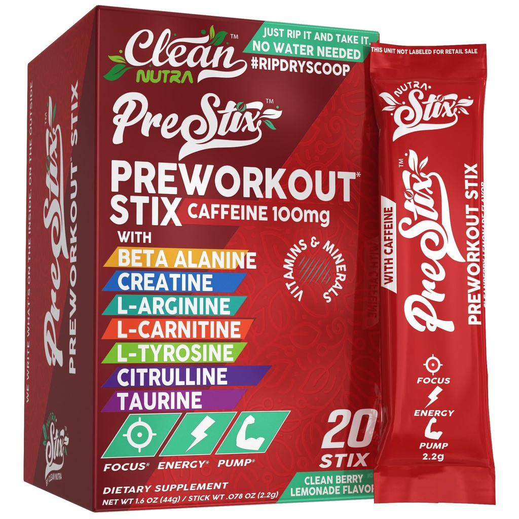 Temiz Nutraceuticals Pre Workout Toz Enerji Taşları - Caffeine 100 mg, Enerji İçilir Mix, Kreni, L-Citrulline, L-Tyrosine, L-Carnitine, Electrolyte Hydration Packets 20 Ctine Monohidrat, Beta Alanine, L-Citrulline, L-Tyrosine, L-Carnitine, Electrolyte Hydration Packets 20 Ctine