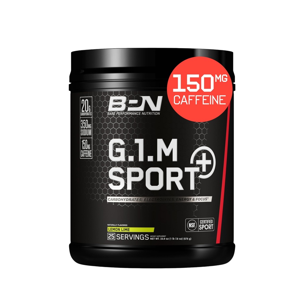 BARE PERFORMANCE NUTRITION G.1.M Sport+ Endurance Pre-Workout – Lemon Lime | 25 Servisler | 20g Carbs, 350 mg sodyum, 150 mg Caffeine | Elektrolytes, Nootropics & Cluster Dextrin® for Energy & Focus
