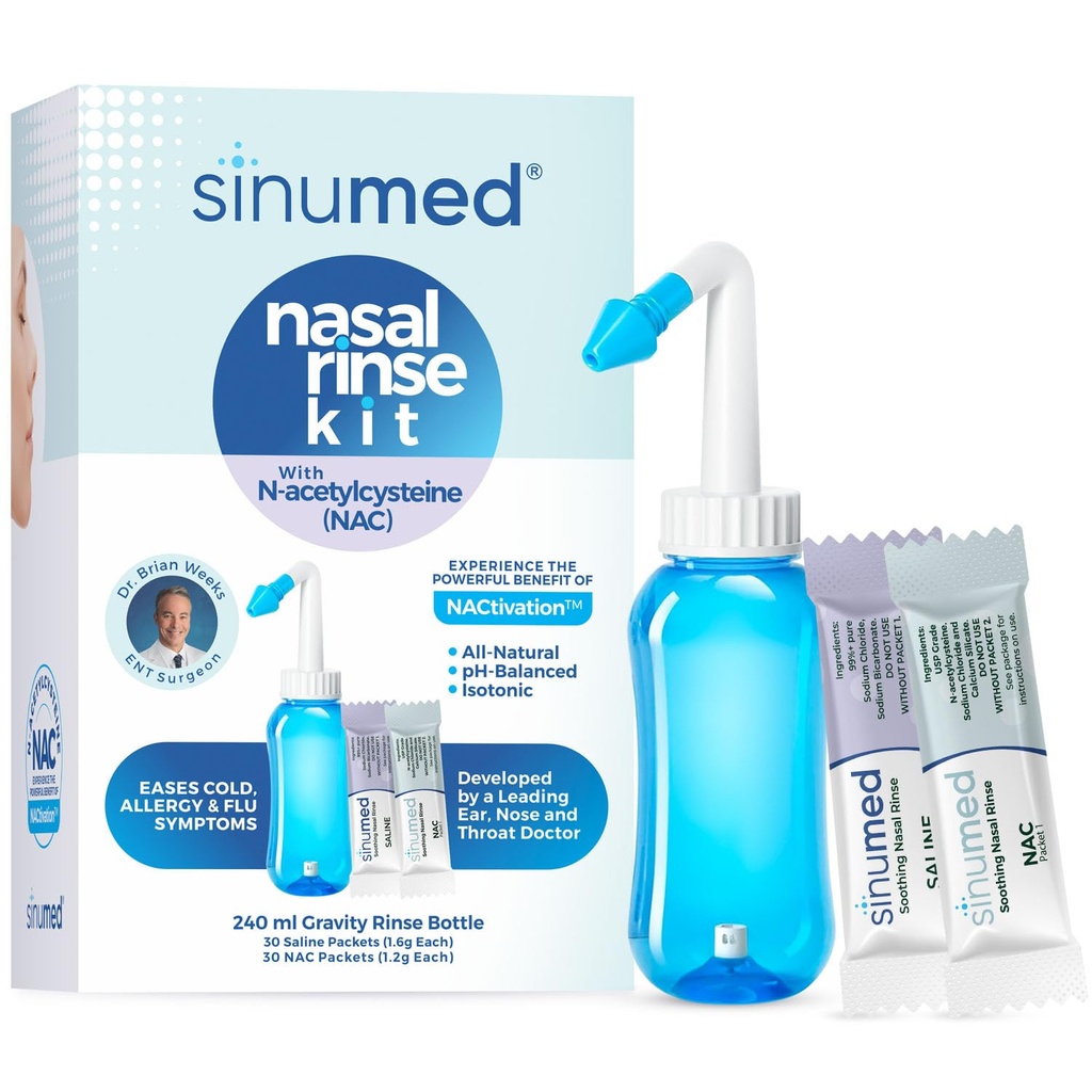 Sinus Rinse, 60PK Nasal Rinse Packets with NAC and Saline, Gravity Rinse Şişe, Alternatif Neti Pot, Antivirüs, Congestion, Cold Belirtileri (Gravity Şişe NAC 60PK)