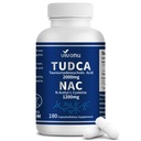 PHNu TUDCA 2000 mg + NAC 1200 mg Supplement Kompleks Capsules, Güçlü TUDCA Bile Salt + N Acetyl Cysteine, Liver & Lung & Gallbladder Cleanse, Digestion - 180 Capsules