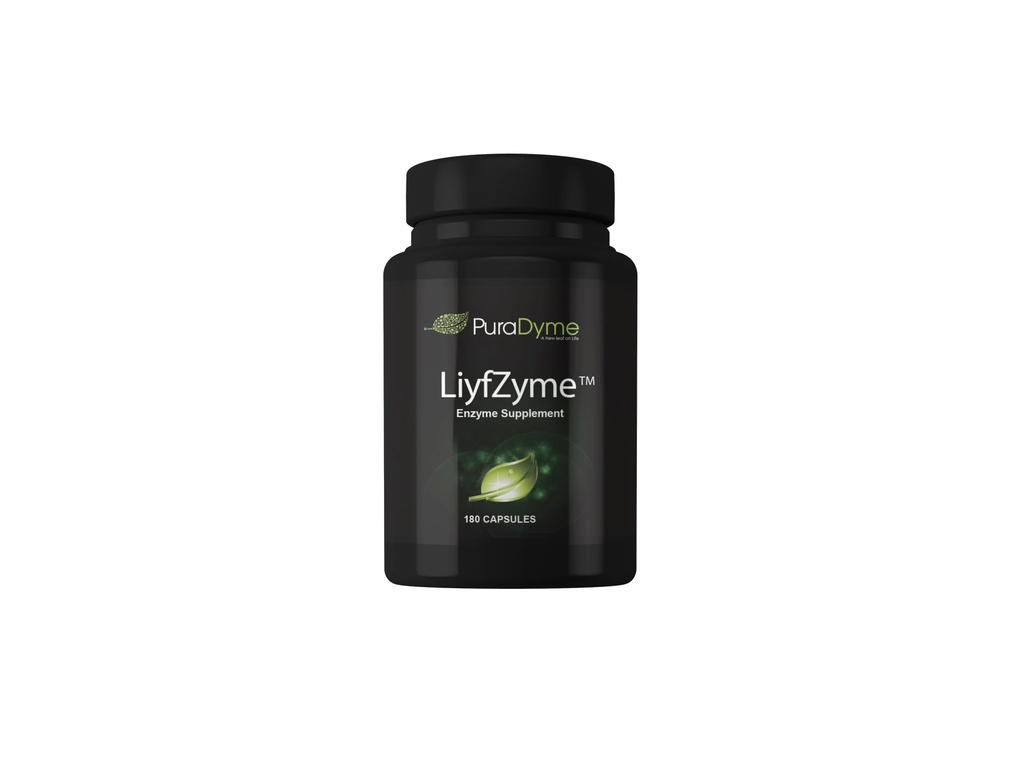 LiyfZyme Plantive Enzyme Supplement - 180 Veggie Caps. PuraDyme By Lou Cornoa.
