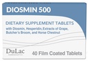 Dulac Diosmin 500, Micronized Diosmin Hesperidin Diyeter Supplement 1000 mg per serve, Horse Chestnut Extract, Butcher's Broom & Red Grape Ekstraksiyon, Leg Circulation Support, 40 Tablet, İtalya'da Yapıldı