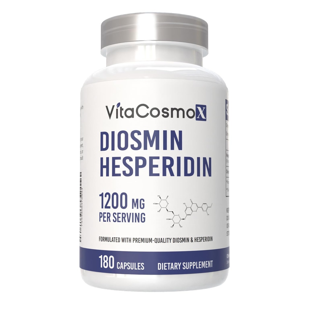 Diosmin Hesperidin 1200 mg Kompleksi, 240 Capsules, Citrus Bioflavonoyaks Rich Fruit Extract, 100% Vegetarian, Non-GMO & Gluten Free (180 Kont)