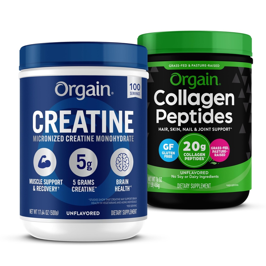 Ya da Geri Dönüş Monohidrat Toz 17.64 Oz (100 Hizmet) & Collagen Bundle Toz 1lb (20g Grass Fed) Sche - Unflavored, Non-GMO Supplements for Muscle, Brain, Skin & Ortak Destek