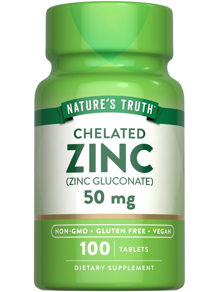 Doğanın Gerçeği 50 mg | 100 Tablet | Essential Mineral Supplement | çinko Gluconate | Vegan, Non-GMO & Gluten Free
