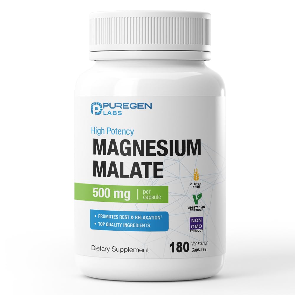 Safgen Laboratuvarları Magnezyum Malate 500 mg | Yüksek Potency Elemental Magnezyum | 180 Veggie Caps, Superior Aborpsiyon, Non-GMO, NO Gluten ve Süt, Destekler Kas, Ortak ve Kalp Sağlığı