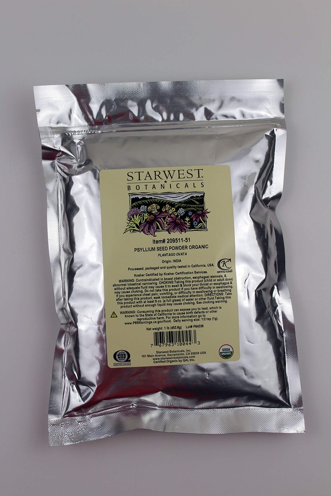 Starwest Botanicals Organik Psyllium Tohum Toz, 1 Pound