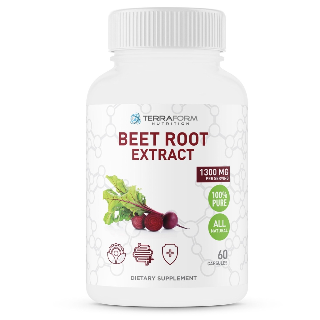 Red Beetroot Extract 1300mg per Serving – Powdered Beetroot Supplement - 60 Capsules - 1 Month – Vegan Friendly - Made in USA
