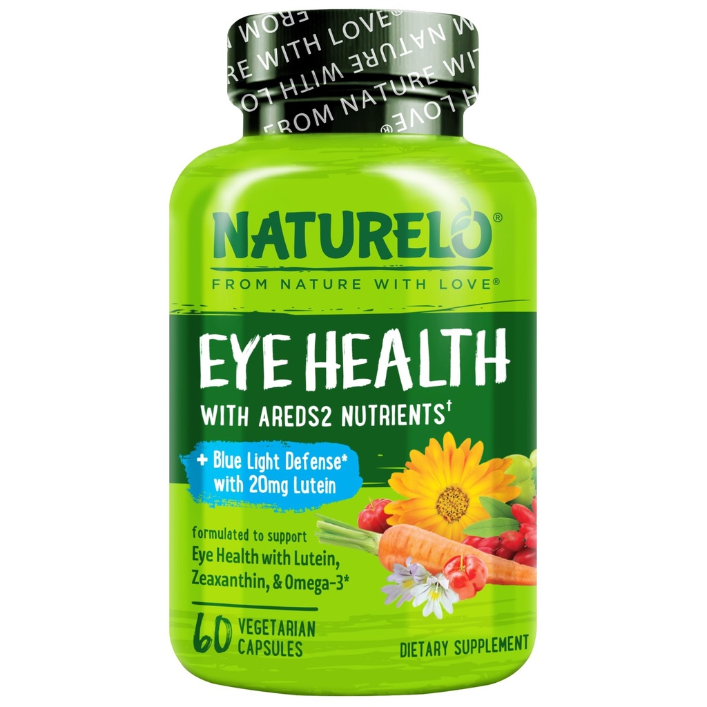 NATLO Eye Vitaminleri - Lutein, Zeaxanthin, C, E, çinko, Plus DHA - Kuru Gözler için Tamam, Sağlıklı Vizyon, Eye Support - 60 Vegan Capsules