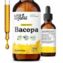 Wild & Organic Bacopa Tincture - Destekler Calm, Focus, Clarity - Bacopa Monnieri Supplement Liquid - Brahmi Extract - Vegan, Sugar-Free - 2Month Supply - 2 fl oz