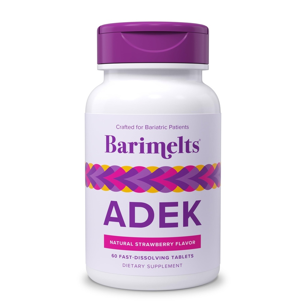Barimelts ADEK - 60 Fast-Dis çözme Tabletleri (2-Month Supply) - Kadınlar Için Ücretsiz Bariatrik Vitaminler A, Vitamin D, Vitamin E & Vitamin K, Natural Strawberry Flavor