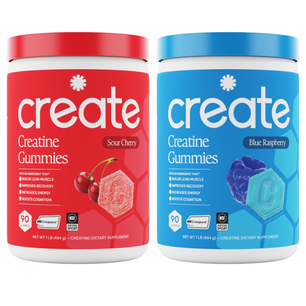 Kreatin Monohidrat Gummies - Rocket Pop Duo - Blue Raspberry & Sour Cherry - Kadınlar ve Erkekler için Kretine Gummies, 3rd Parti Test Edildi, Anti-Melting Formula, 180 Count (2-Pack)