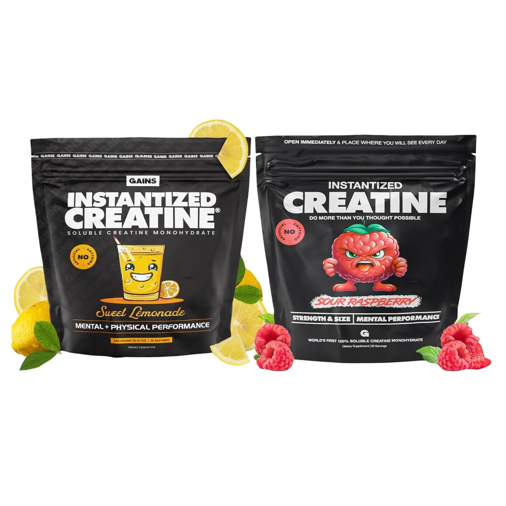 Kadınlar ve Erkekler için Kre Anlaşılmış Kreta Monohidrat, ► Pre Workout Toz, Supports Muscle Building, Strength and Performance, Sweet Lemonade ve Sour Raspberry, 60 Hizmetler
