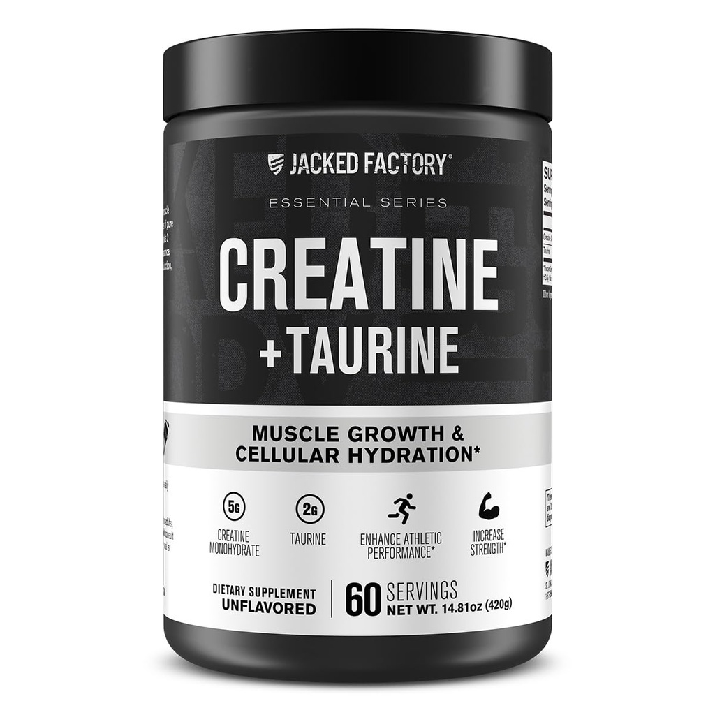 Jacked Factory Tinatine + Taurin - Monohidrat 5000 mg ile Taurin 2000 mg ile Kombinasyon - 60 Hizmet, Unflavored