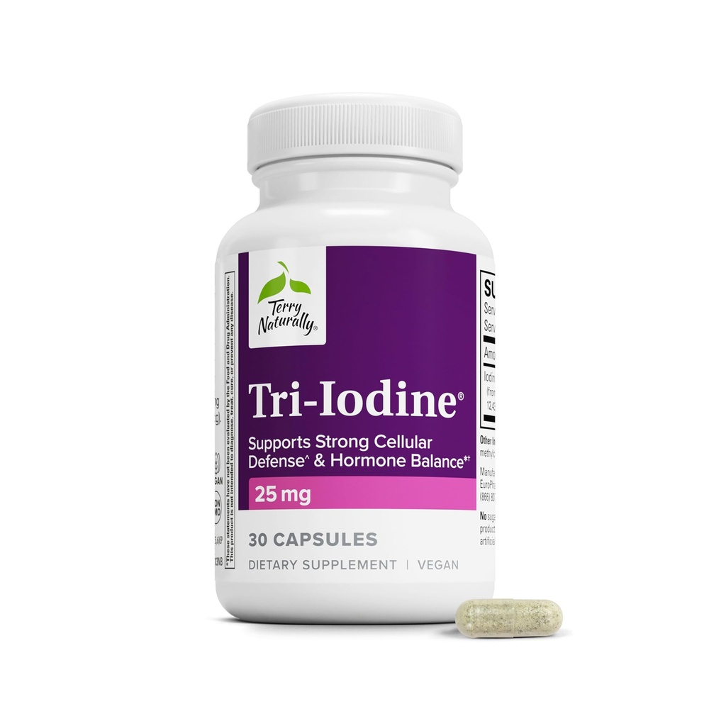 Terry Doğal Tri-Iodine - Meme & Prostate Health Support için Diyetsel Tamam - Sağlıklı Tiroid Fonksiyonu Tamam Yardım - 25 mg, 30 Capsules