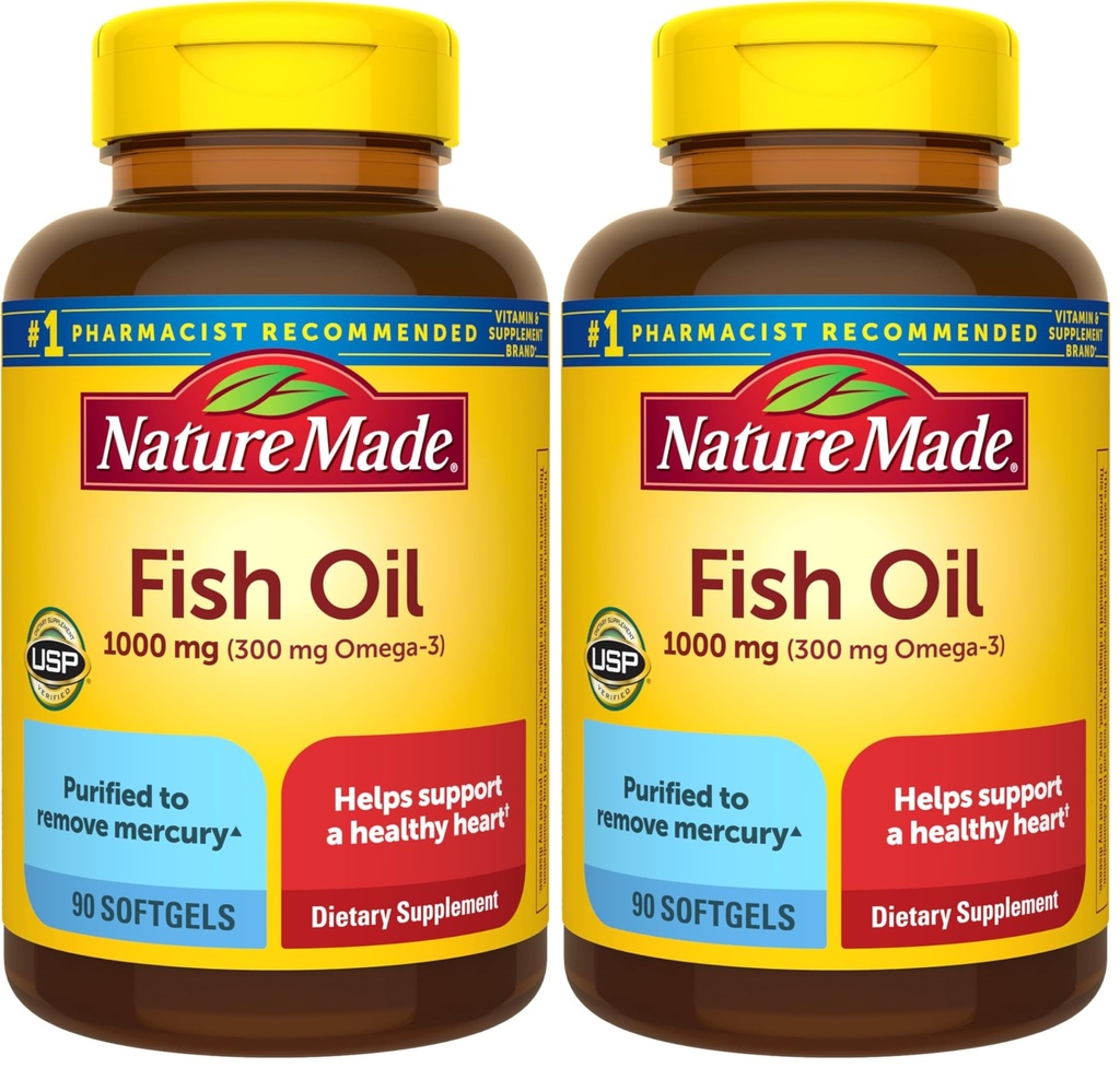 Doğa Made Fish Oil Omega 3 Supplements, 1000 mg Softgels, Omega 3 Fish Oil for Health Heart Support, 90 Softgels, 45 Day Supply (Pack of 2)