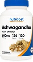 Nutricost Ashwagandha Herbal Supplement 600mg, 120 Capsules, Gluten-Free