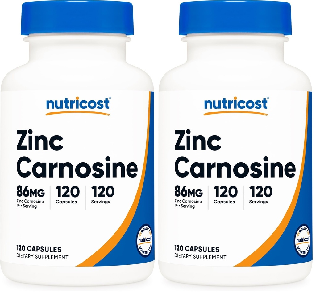 Nutricost çinko Carnosine 86mg, 120 Capsules - Non-GMO, Gluten Free, çinko L-Carnosine Supplement (Pack of 2)
