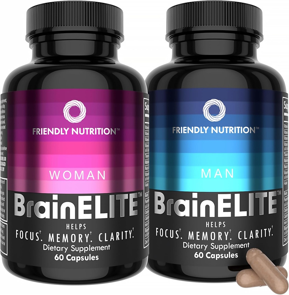 Nootropic Brain Supplements for Memory, Focus & Clarity - Gelişmiş Beyin Taklitleri için Erkekler ve Kadınlar için Choline, DMAE, Phosphatidylserine ve Bacopa (60Ct 2pack)